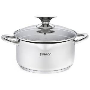 Кастрюля FISSMAN ELEGANCE 24x12,5 см, 5,6 л со стеклянной крышкой