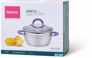 Кастрюля FISSMAN ANNETTE 20x10 см, 2,5 л со стеклянной крышкой