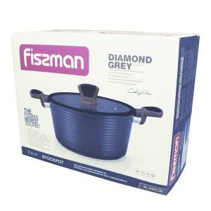 Кастрюля FISSMAN DIAMOND GREY 28x13,5 см, 7,1 л со стеклянной крышкой