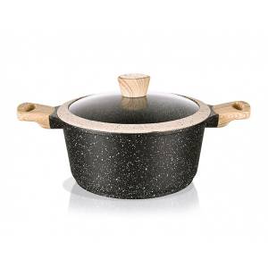 Кастрюля FISSMAN SPOTTY STONE 24x11,5 см, 4,3 л со стеклянной крышкой