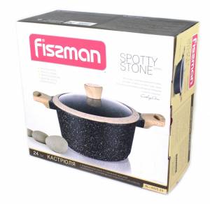 Кастрюля FISSMAN SPOTTY STONE 24x11,5 см, 4,3 л со стеклянной крышкой
