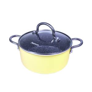 Кастрюля FISSMAN MINI CHEF 16x7 см, 1,3 л со стеклянной крышкой палевого цвета