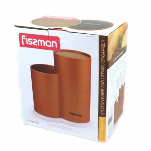 Подставка для ножей и ножниц с двумя отделениями FISSMAN 11x22 11x17 см.